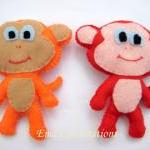Felt Monkeys For Kids Room - 2 Pieces